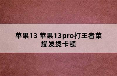 苹果13 苹果13pro打王者荣耀发烫卡顿